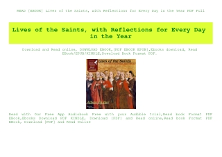 READ [EBOOK] Lives of the Saints  with Reflections for Every Day in the Year PDF Full