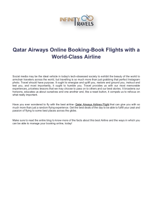 Qatar Airways Online Booking-Book Flights with a World-Class Airline