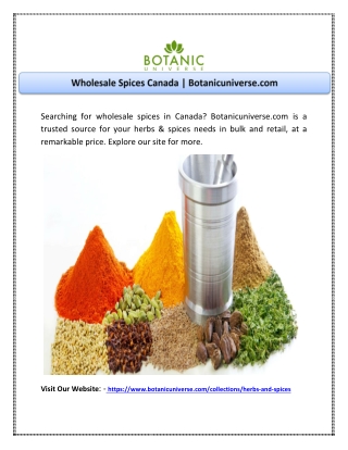 Wholesale Spices Canada | Botanicuniverse.com