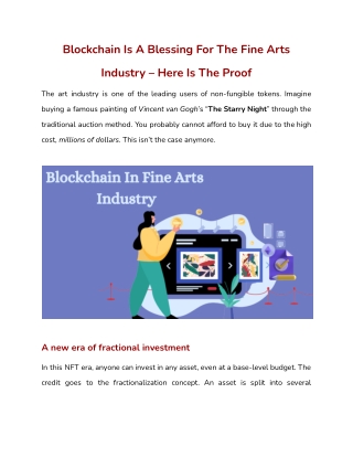 Blockchain Is A Blessing For The Fine Arts Industry – Here Is The Proof