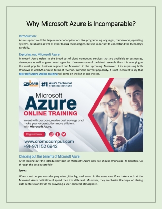 Why Microsoft Azure is Incomparable