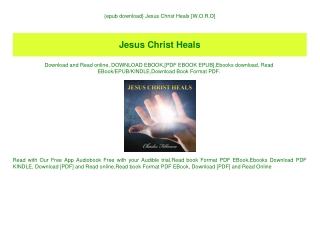 {epub download} Jesus Christ Heals [W.O.R.D]