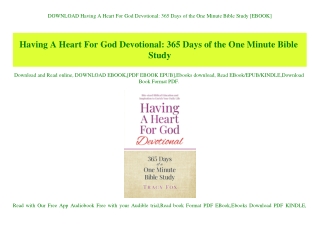 DOWNLOAD  Having A Heart For God Devotional 365 Days of the One Minute Bible Study [EBOOK]