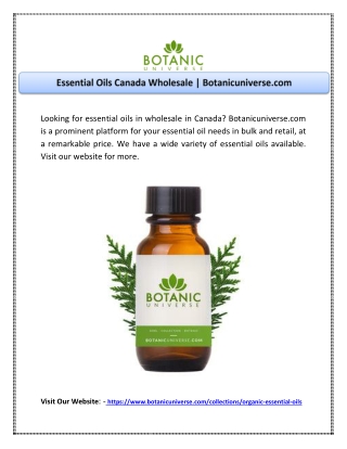 Essential Oils Canada Wholesale | Botanicuniverse.com
