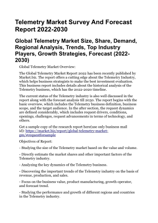 Telemetry Market Survey And Forecast Report 2022-2030