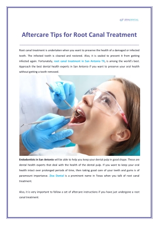 Aftercare Tips for Root Canal Treatment