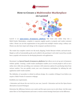 How to Create a multivendor marketplace on Laravel - Storeemart