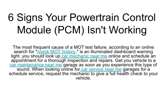 6 Signs Your Powertrain Control Module (PCM) Isn't Working