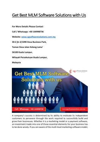 Get Best MLM Software Solutions with Us