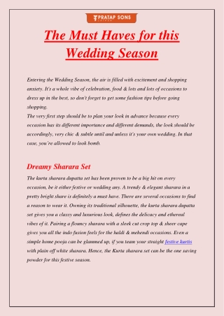 The Must Haves for this Wedding Seasons