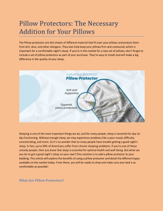 Pillow Protectors: The Necessary Addition for Your Pillows