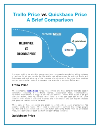 Trello Price vs Quickbase Price - A Brief Comparison