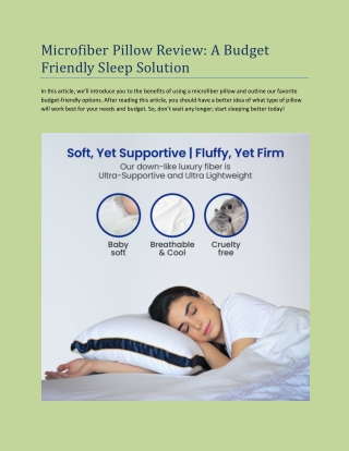 Microfiber Pillow Review: A Budget Friendly Sleep Solution