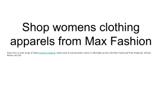 Max Fashion