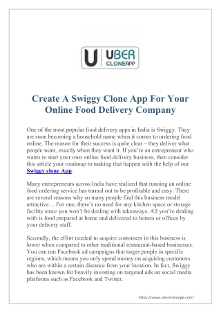 Create A Swiggy Clone App For Your Online Food Delivery Company