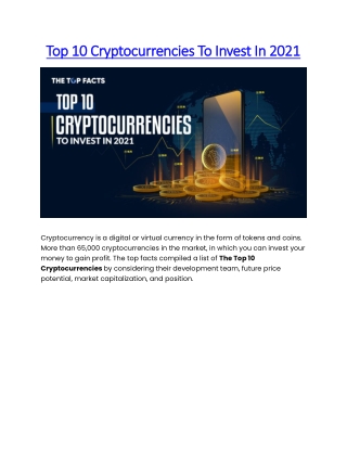 Top 10 Cryptocurrencies To Invest In 2021