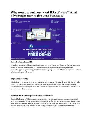 Why would a business want HR software What advantages may it give your business