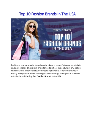 Top 10 Fashion Brands In The USA