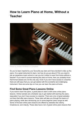 How to Learn Piano at Home, Without a Teacher