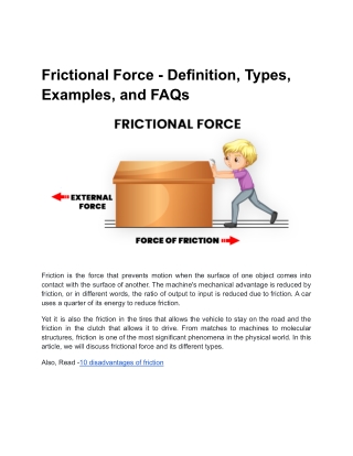 Frictional Force - Definition, Types, Examples, and FAQs