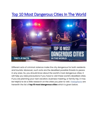 Top 10 Most Dangerous Cities In The World