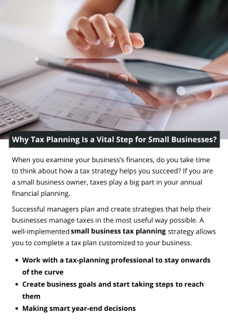 Why Tax Planning Is a Vital Step for Small Businesses?