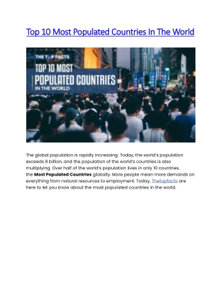 Top 10 Most Populated Countries In The World
