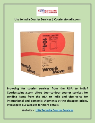 Usa to India Courier Services | Courierstoindia.com