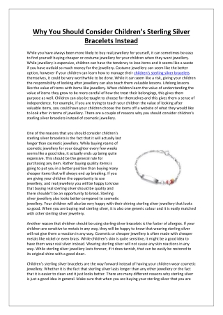 Why You Should Consider Children’s Sterling Silver Bracelets Instead