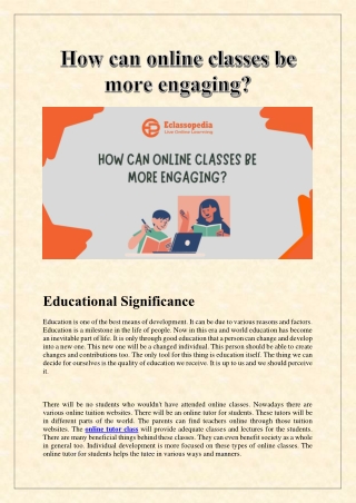 How can online classes be more engaging