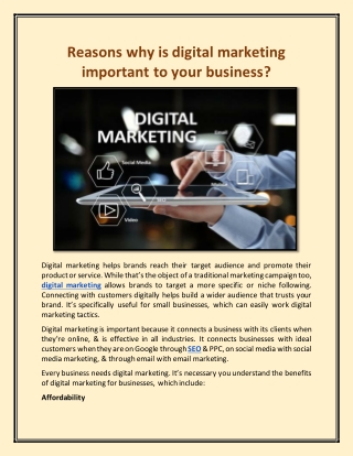 Reasons why is digital marketing important to your business