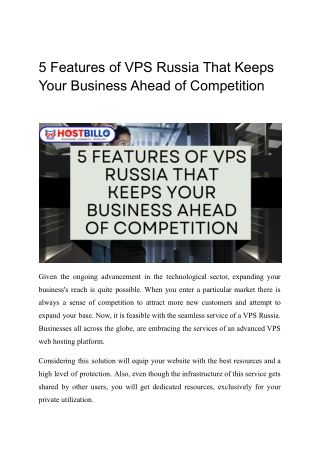 5 Features of VPS Russia That Keeps Your Business Ahead of Competition