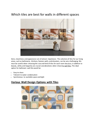 Which tiles are best for walls in different spaces ?