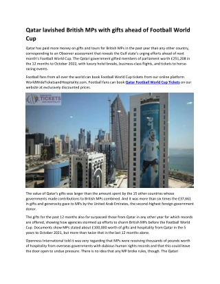 Qatar lavished British MPs with gifts ahead of Football World Cup