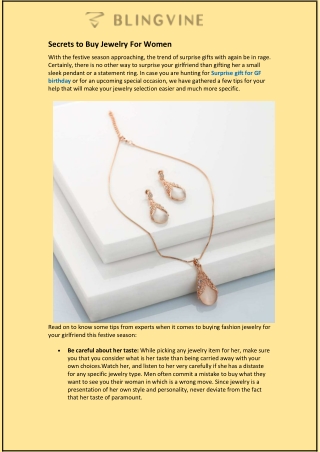 Secrets to Buy Jewelry For Women
