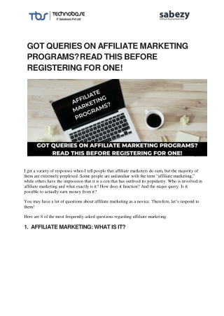 Got Queries on Affiliate Marketing Programs?