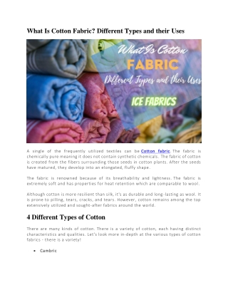 What Is Cotton Fabric? Different Types and their Uses