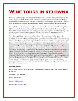 Wine tours in kelowna