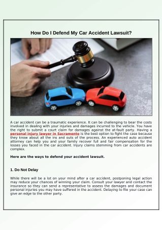 How Do I Defend My Car Accident Lawsuit?