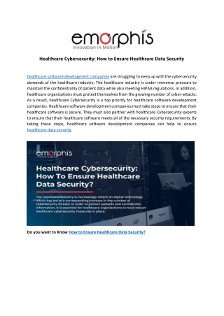 Healthcare Cybersecurity: How to Ensure Healthcare Data Security?