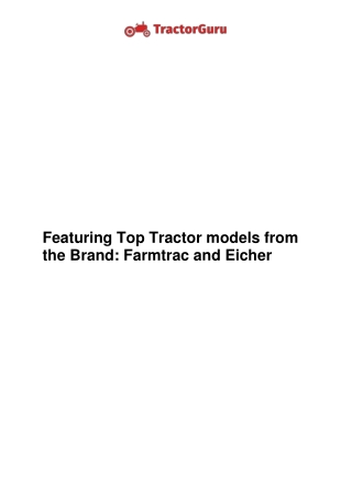 Featuring Top Tractor models from the Brand