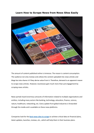 Learn How to Scrape News from News Sites Easily