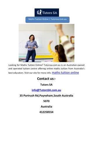 tutorssa mathsMaths Tuition Online | Tutorssa.com.au