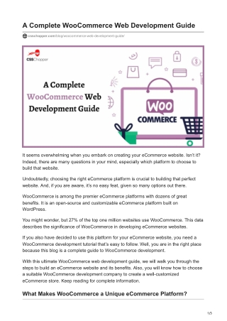 A Complete WooCommerce Web Development Guide