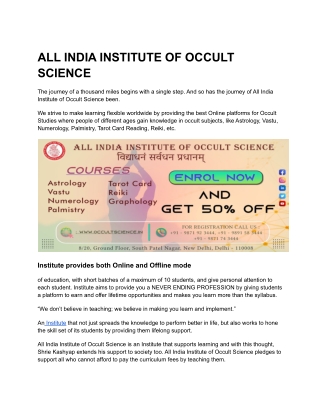 ALL INDIA INSTITUTE OF OCCULT SCIENCE