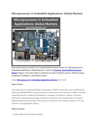 Microprocessor in Embedded Applications, Global Markets