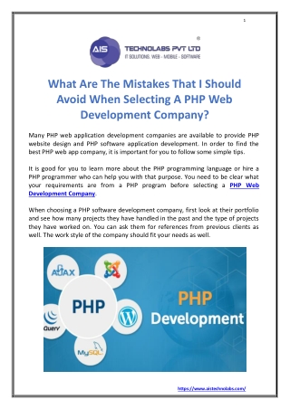 What Are The Mistakes That I Should Avoid When Selecting A PHP Web Development Company