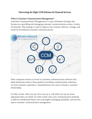 Discovering the Right CCM Software for Financial Services