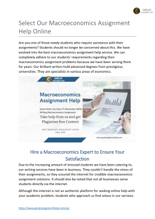 Select Our Macroeconomics Assignment Help Online