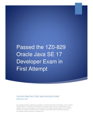 Passed the 1Z0-829 Oracle Java SE 17 Developer Exam in First Attempt